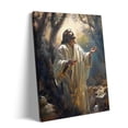 thumbnail image 2 of P&L Art Framed Canvas Wall Art - 16"x20" Calming Praying Jesus in Wooded Glow - Serene Faith Decor for Living Room Quiet Corner, 2 of 9