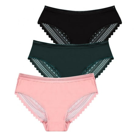 

3Pcs Womens Lace Panties Stretch Underwear Soft Underpants Breathable Brief