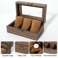 thumbnail image 2 of Uten Wood Watch Box, Watch Storage Case, Watch Organizer with Glass Display Lid for Men, 3 Slots, 2 of 12