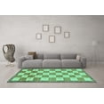 thumbnail image 3 of Ahgly Company Indoor Round Checkered Turquoise Blue Modern Area Rugs, 3' Round, 3 of 4