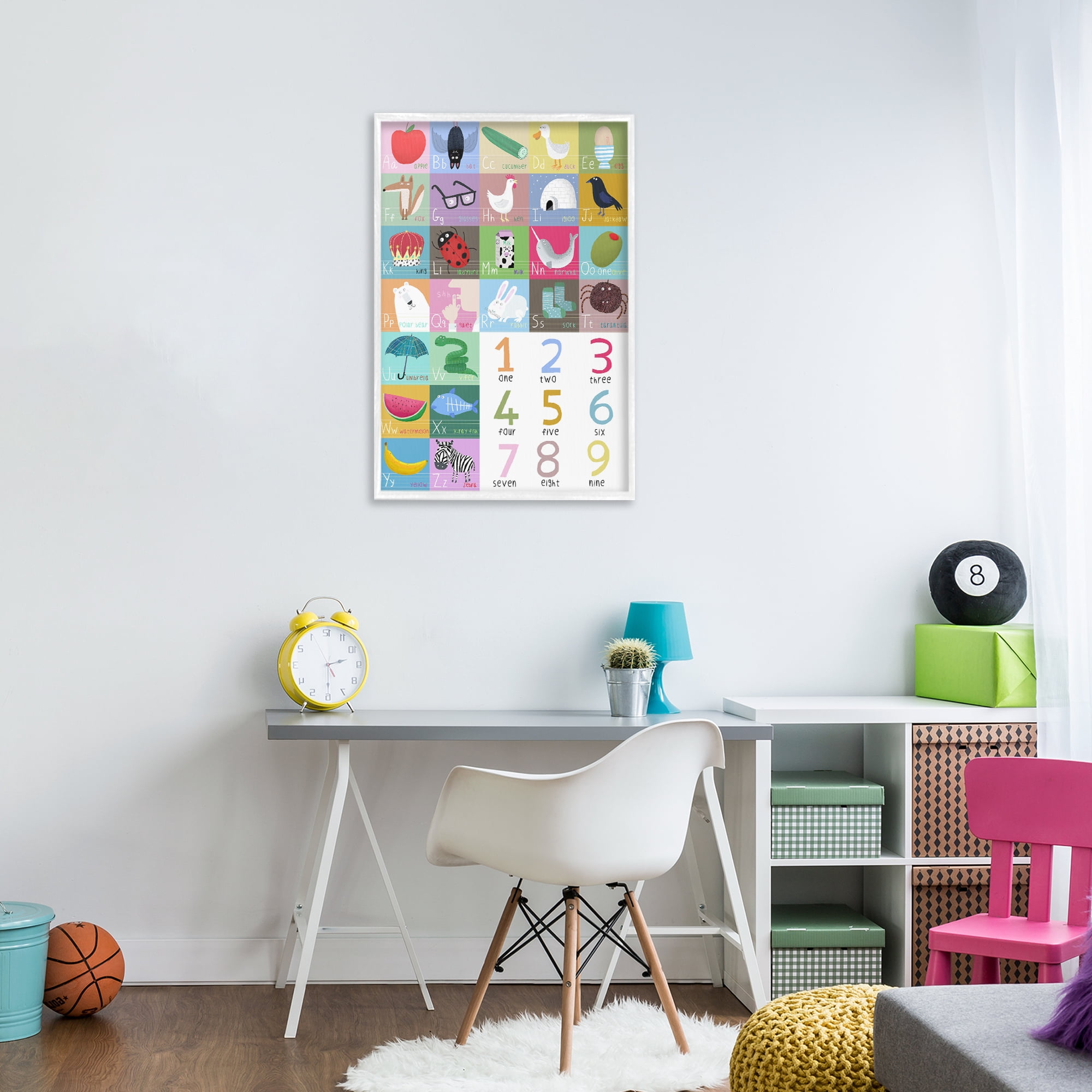 Stupell Industries Counting & Alphabet Learning White Framed Giclee Art, design by Carla Daly