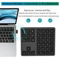 thumbnail image 2 of Bluetooth & 2.4G Number Pad, Rechargeable Wireless Numeric Keypad, Slim Silent 34-Keys External Numpad USB Keyboard Compatible for MacBook, iPad, iPhone, iOS, Laptop, Windows, Android, PC, 2 of 4