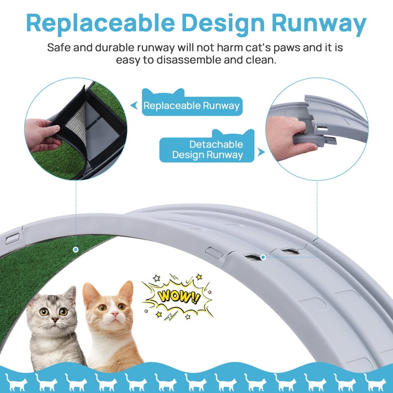 Cat Exerciser Wheel, 31.5 Inch Cat Toy Running Wheel Treadmill with Detachable Carpet for Indoor Cats, Plastic Wheel