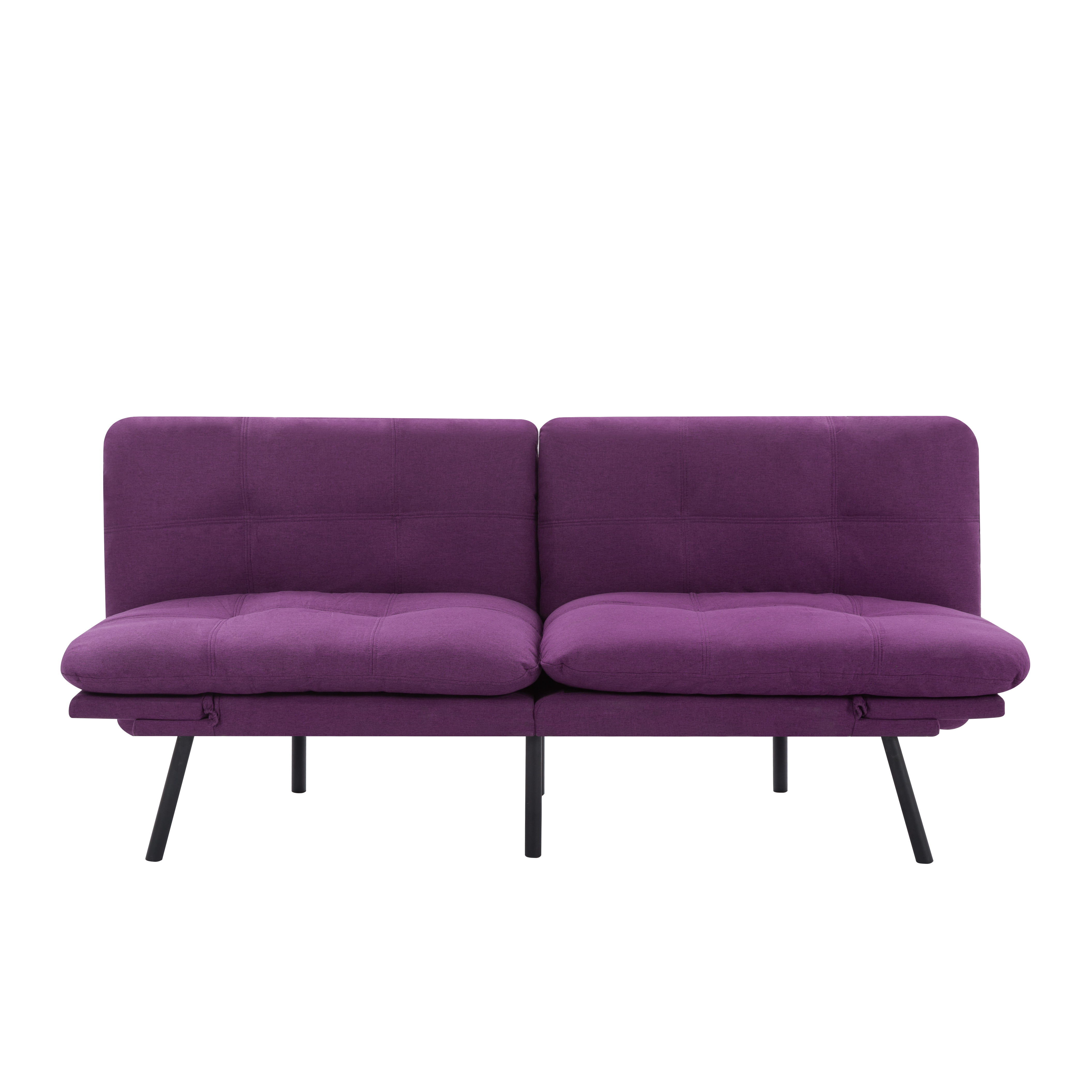 BSHTI 70.87" Convertible Futon Sofa Bed, Linen Fabric 2-Seater Sleeper Couch with 5-Level Adjustable Backrest & Armrests, Wood Frame Futon Couch for Living Room, Guest Room, Small Spaces