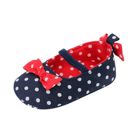 

Boys Girls Casual Sneakers Toddler Baby Bowknot Polka Dot Cute Soft Anti-Slip Baby Walking Shoes Prewalker