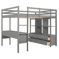 thumbnail image 6 of Full Wood Loft Bed with Ladder and Guard Rail, Loft Bed with Storage Shelves and Drawers, Loft Full Bed for Teenagers, Multiple Functions Bed(Gray), 6 of 8