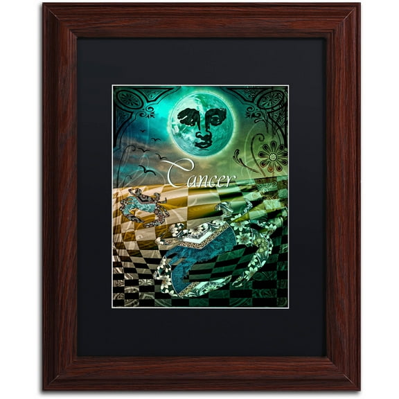 Trademark Fine Art "Art Nouveau Zodiac Cancer" Canvas Art by Color Bakery Black Matte, Wood Frame