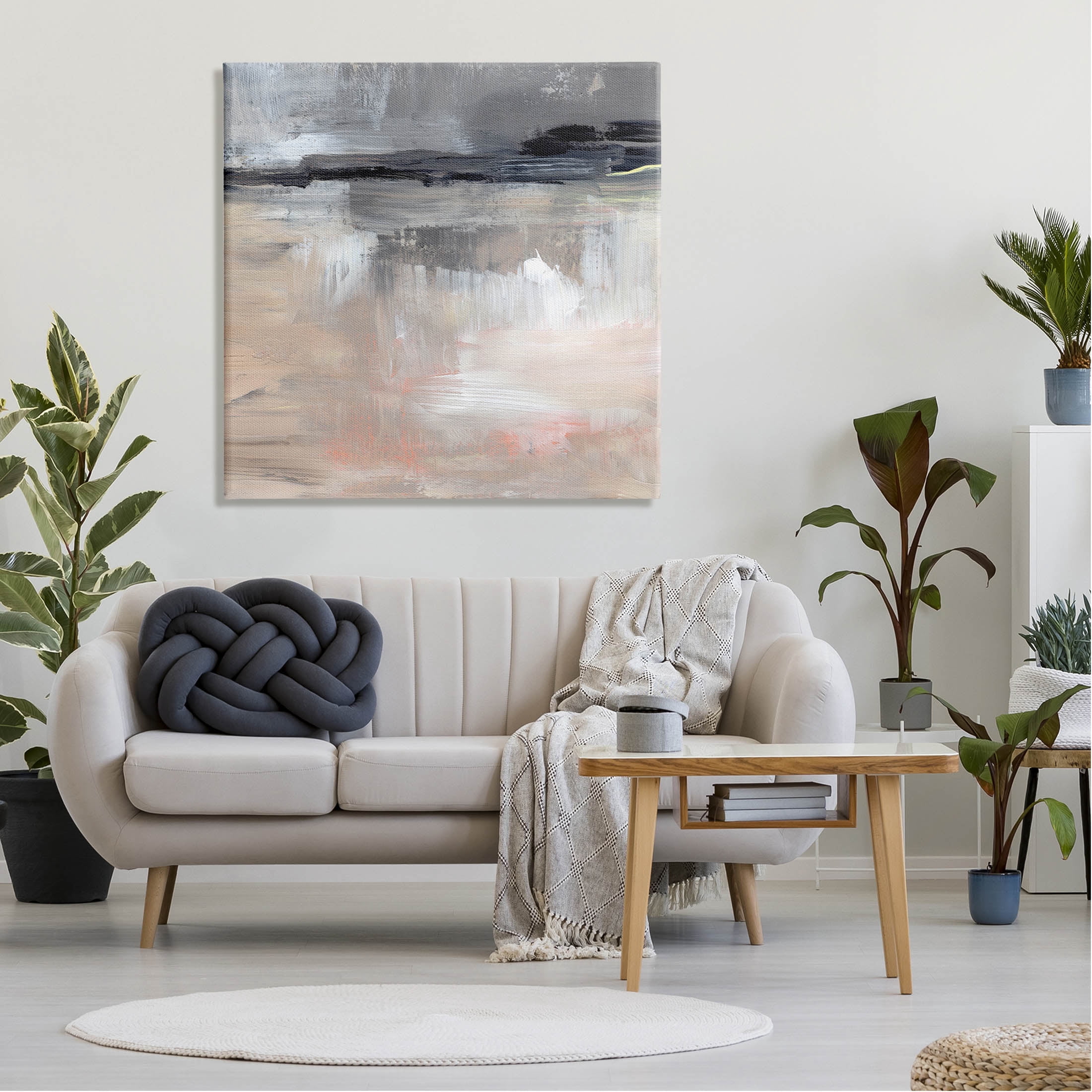Modern Lake Reflection Scenery Abstract Painting Gallery Wrapped Canvas Print Wall Art