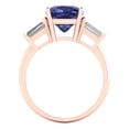 thumbnail image 4 of 3 ctw 3 Stone Anniversary Ring for Women | Cushion Cut Simulated Tanzanite | Hyperallergenic Solid 18K Rose Gold, 4 of 5
