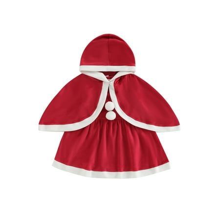 

Musuos Baby Girls Christmas Hoodie Cloak Sleeveless Tutu Dresses Lapel Shawl