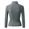 thumbnail image 4 of Long Sleeve Shirts for Women Scrubs Women Casual Solid Color Bottoming Shirt Slim High Collar Knitted Long Sleeved Top Z0E-Grey, One Size, 4 of 4