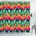 thumbnail image 1 of Ambesonne Grunge Shower Curtain, Crazy Funky Graffiti, 69"Wx70"L, Multicolor, 1 of 2