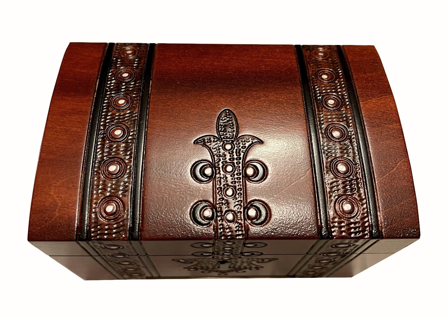 Handmade Wood Treasure Chest Box w/ Lock and Key Linden Wood Pirate Jewelry Keepsake