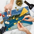 thumbnail image 4 of Sailboat Cutting Board, Tropical Island and Boat Exotic Journey Traveling Destinations Holidays, Decorative Tempered Glass Cutting and Serving Board, Large Size, Blue Green Ivory, by Ambesonne, 4 of 5