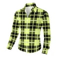 thumbnail image 4 of CLOISE Button up Shirt Men Big and Tall Collared Tops Plaid Long Sleeve Pullover Fall Fashion Outfits Mint Green XL, 4 of 8