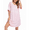 Pink Dream, variant on Oudiya Womens Short Sleeve Nightgown Cotton Sleepwear V Neck Sleep Shirt Color Block Nightshirt, S-XXL