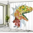 thumbnail image 4 of Ambesonne Dinosaur Shower Curtain, Colorful Mosaic T-rex, 69"Wx75"L, Multicolor, 4 of 4