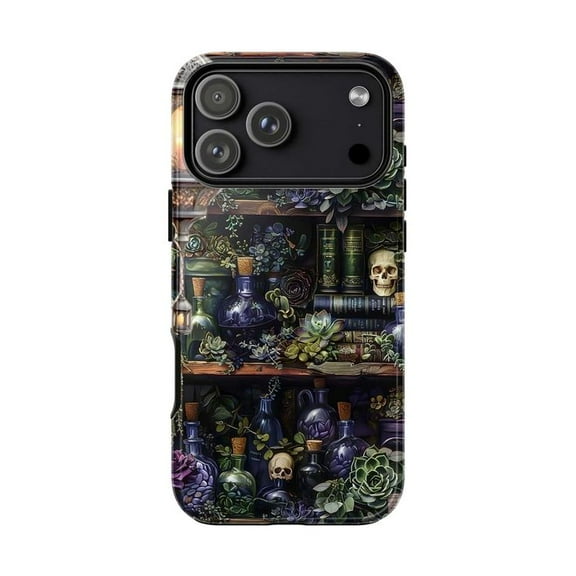 Witch Apothecary Phone Case, Gothic Potion Bottle & Skull iPhone Cover, Dark Botanical Protective Case for iPhone 17 16 15 14 13 12 11 Pro Max Mini