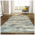 thumbnail image 1 of Modern Bohemian Plush Abstract Stripe Polypropylene Indoor Area Rug by Blue Nile Mills - 5' x 8', Blue, 1 of 4