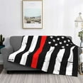 thumbnail image 2 of Honeii Firefighters USA Flag print throw blanket, crafted from cozy cotton flannel, offers versatile home decor as a bedding suitable for all seasons.-60"x50", 2 of 6