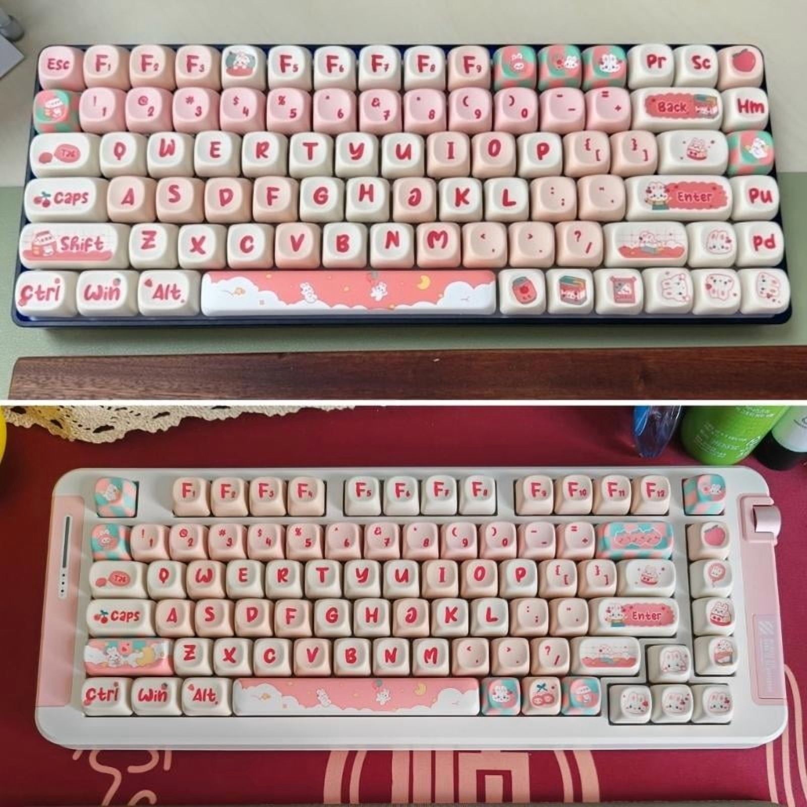 138 Keys MOT Profile Snack Bunny PBT Keycaps Heat Sublimated for 61/84/87/104 Gaming Mechanical Keyboard Switches