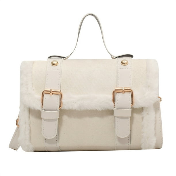Redempat Spacious And Fashionable Lady Small Square Handbag Lightweight  Winter Cross-body Bags For Women white