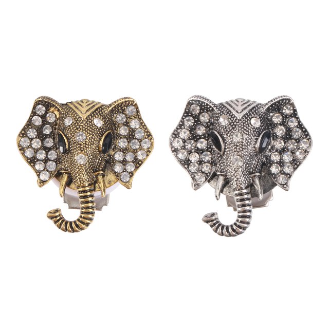 KAKOWELY 2PCS Rhinestone Car Fragrance Essential Oil Diffuser Elephant Pattern Air Vent Clip Car Aromatherapy Diffuser Car Interior Decoration (Golden Grey, Random Color Clip),1.38"X1.38"X0.98"