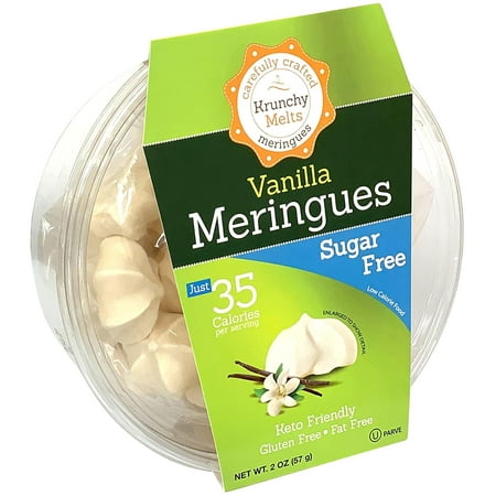 Krunchy Melts Original Sugar Free Meringue Cookies | Sugar Free Vanilla Flavor | Only 35 Calories Per Serving | Fat Free, Gluten Free, Dairy Free | Keto Friendly | Zero Net Carbs (2 Oz)