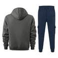 thumbnail image 4 of MLQIDK 2 Piece Set Mens Track Suits Fleece Hoodie and Cargo Sweatpants Workout Gym Jogging Sweat Suits Lounge Outfit Casual Athletic Sweatsuits Big and Tall Winter Suit Sets Deep Red M, 4 of 4