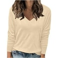 thumbnail image 2 of AXXD Womens Dress Shirts Basic Summer 2024 Solid Color Casual Slim Fitting Knitwear Pullover V-Neck Long Sleeve Sweater Tops Blouse, 2 of 5