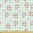 thumbnail image 2 of Ambesonne Romantic Fabric by the Yard Upholstery, Diamond Shapes and Hearts, 5 Yards, Pink Dark Coral White, 2 of 5