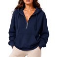 thumbnail image 2 of Women's Half Zip Oversized Drawstring Hoodie Casual Sweatshirt with Kangaroo Pocket S, 2 of 5