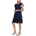 thumbnail image 6 of Valcatch Women's Summer Dress Round Neck Ruffle Sleeve Mini Dress Solid Loose Pleated Dress, 6 of 7