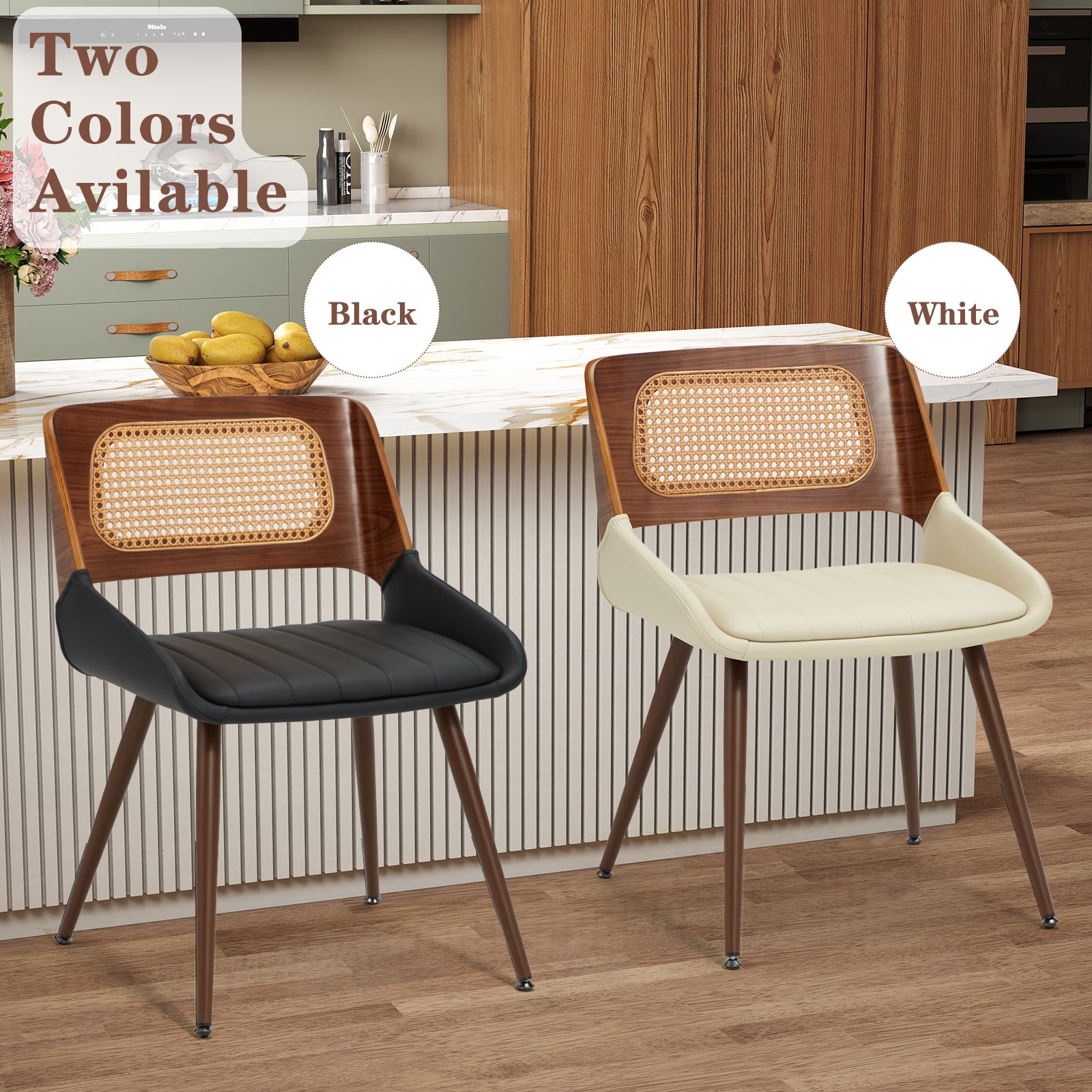 AVAWING Mid Century Modern Dining Chairs Set of 6, Accent Bentwood Chairs for Kitchen, Beige