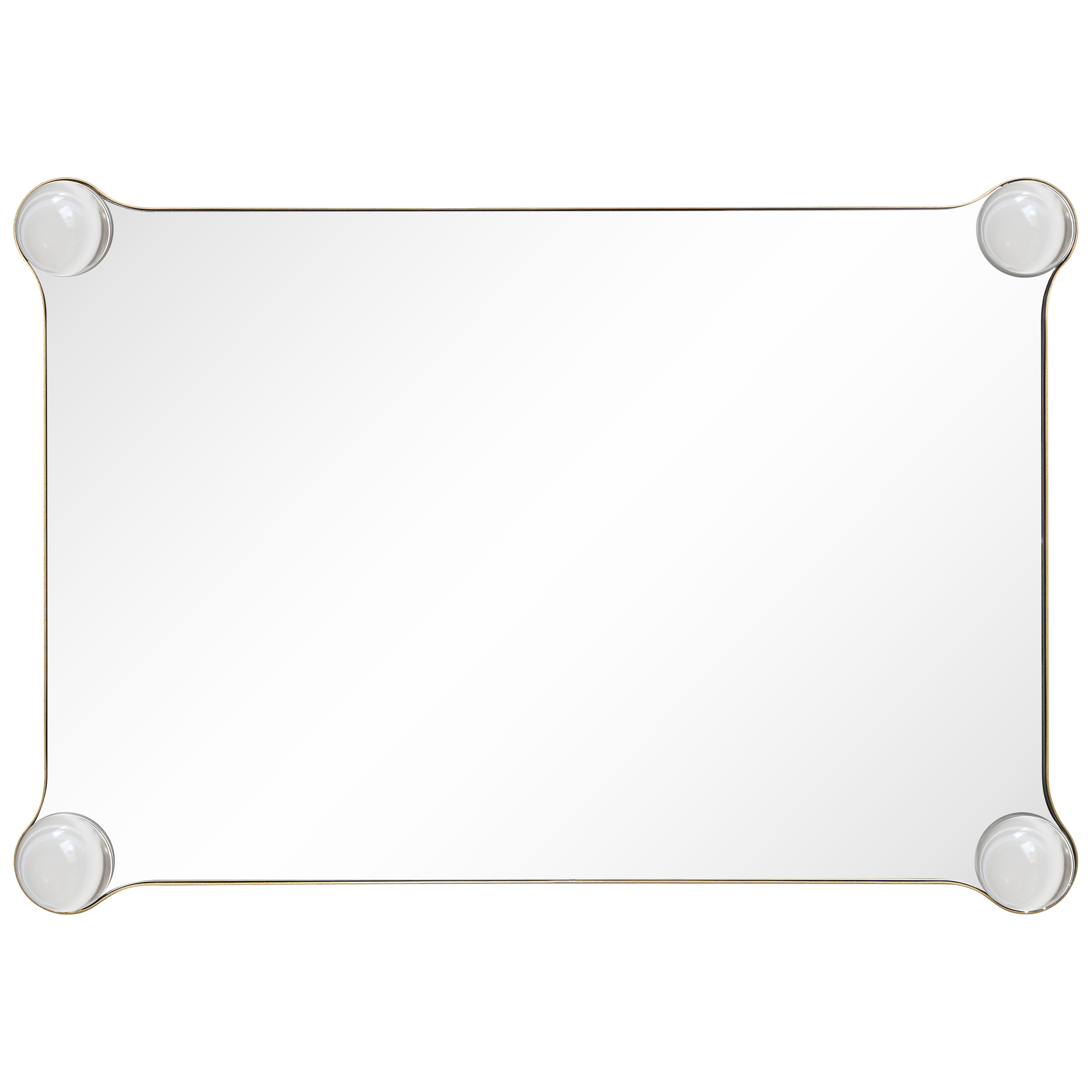 "Elegance Rectangular Wall Mirror", 27"x39" Featuring 3" Half Sphere Corner Glass Embellishment, on Gold Iron Frame