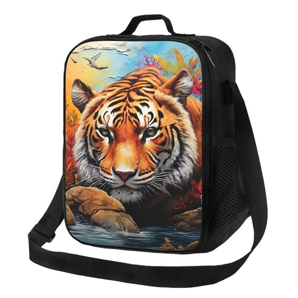 Balery Colorful Plant Tiger Caja de Almuerzo y Bolsa de Almuerzo para Hombres y Mujeres, Bolsa de Almuerzo Reutilizable con Gran Capacidad, Bolsa de Almuerzo Aislada