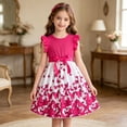 thumbnail image 5 of Dress for Girls Size 5-6Y Kids Butterfly Print Ribbed Sleeveless Round Neck Party Gown Dress Girl Dresses, 5 of 9
