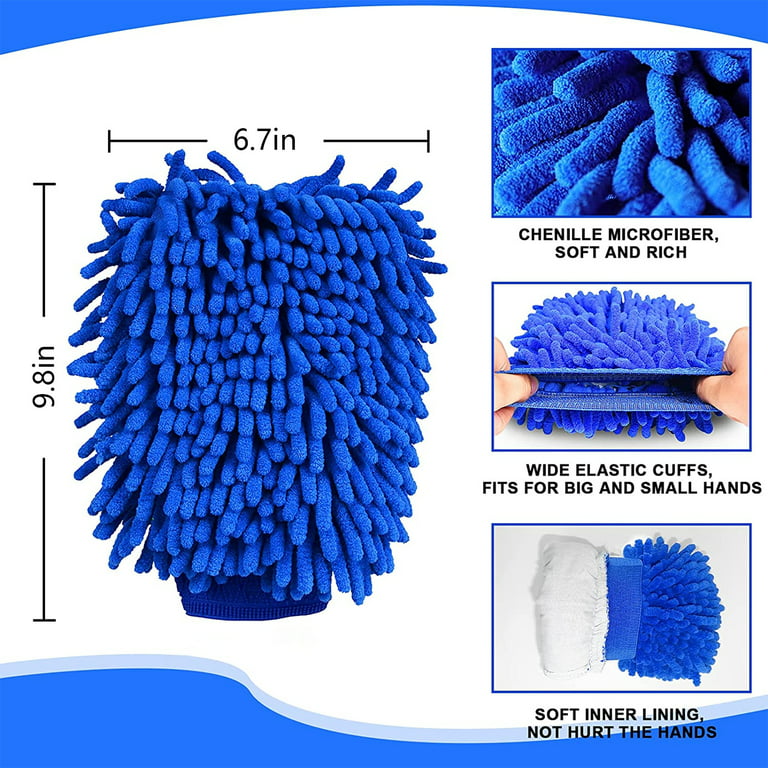 Car Wash Mitt 2 Pack, Microfiber Wash Mitt for Car Cleaning Mitts