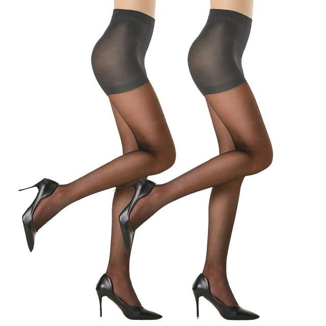 FAIWAD 2 Paires Collants Transparents pour Femmes Fins Taille Haute Collants avec Pieds Confort Légers Respirants Bas sous Robe
