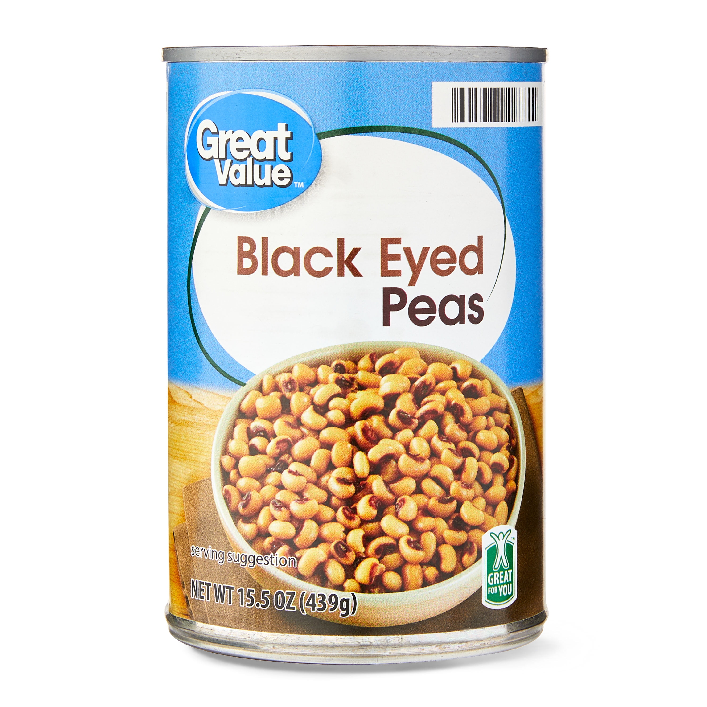 Great Value Canned Black Eyed Peas, 15.5 oz Can