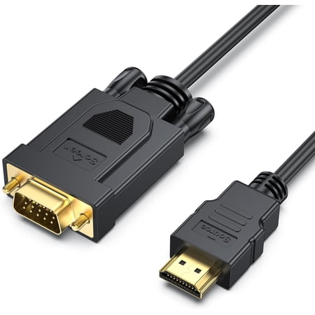 HDMI to VGA 6 Feet Cable, Uni-Directional HDMI Computer to VGA Monitor Cable (Male to Male) Compatible for Computer, Desktop, Laptop, PC, Monitor, Projector, HDTV, Roku, Xbox