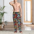 thumbnail image 2 of Pofeuu Geometry Print Men's Pajama Pants, Soft Lounge Pajama Pants with big pockets for Men Plaid Pj Bottoms-Large, 2 of 6