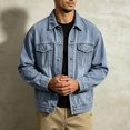 thumbnail image 3 of Raeneomay Men's Denim Jacket - Long Sleeve Collared Multi Pocket Outerwear S-XXL, 3 of 4