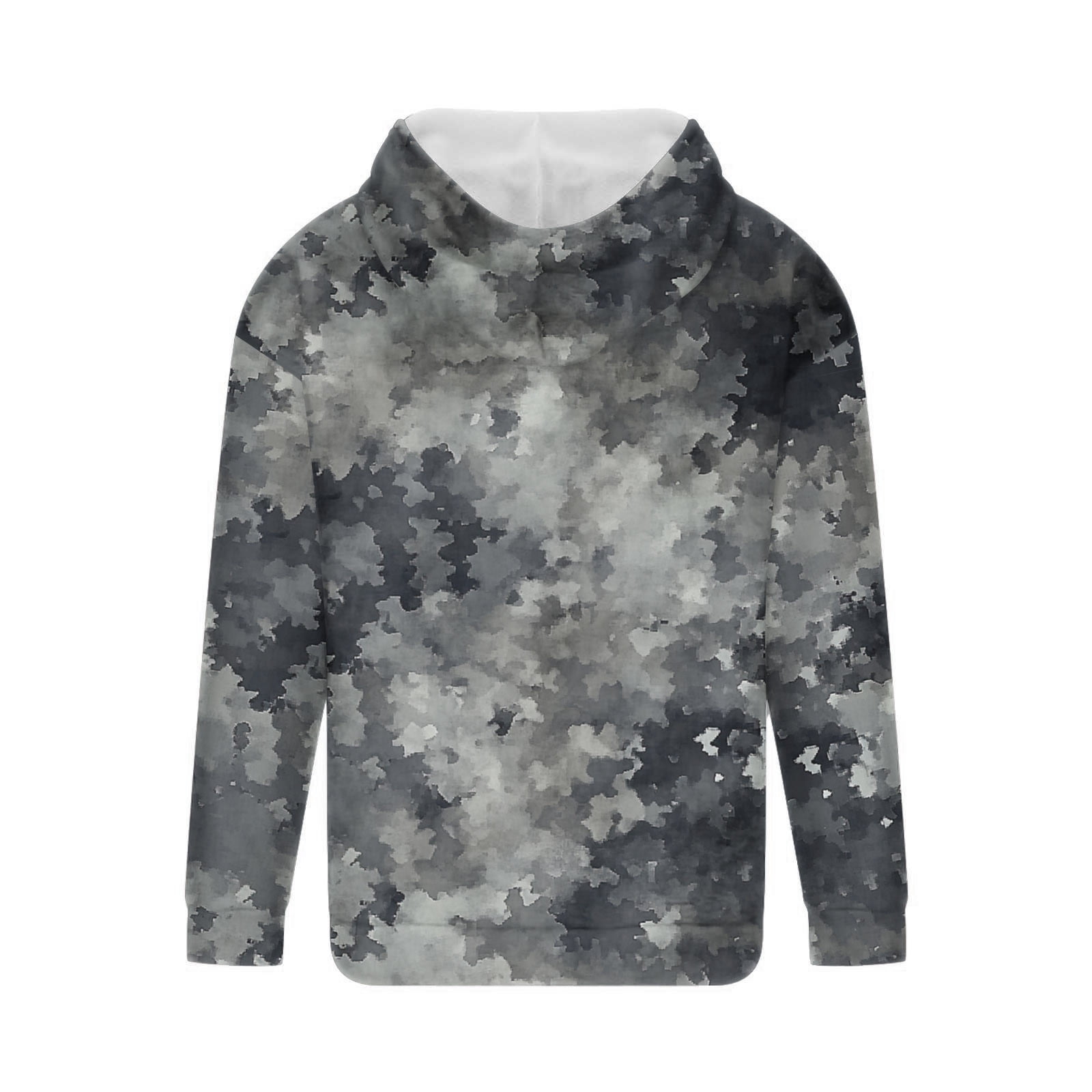 ZCFZJW Fashion Hooded Sweatshirts for Men Lightweight Regular Fit Casual Camo US Flag Print Long Sleeve Drawstring Hoodie Outwear Coat Patriotic Tops with Pocket Black L