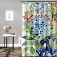 thumbnail image 2 of Awypu Chinoiserie Hydrangea Waterproof Bathroom Shower Curtain Set with Hooks White, 2 of 7
