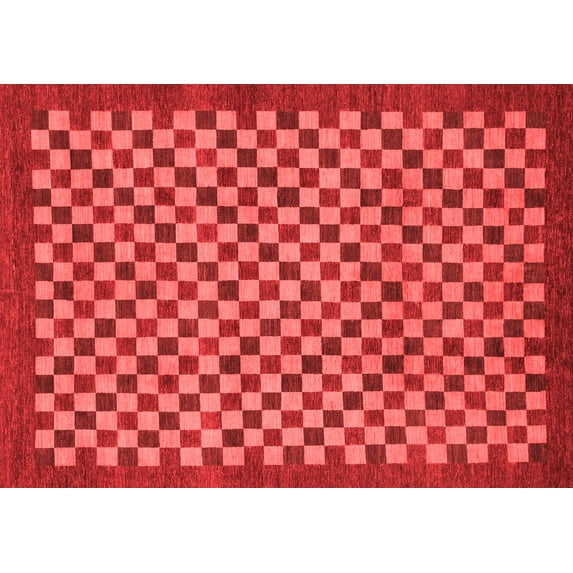 Ahgly Company Machine Washable Indoor Rectangle Checkered Red Modern Area Rugs, 3' x 5'