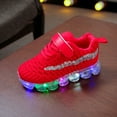 thumbnail image 6 of UTTOASFAY Toddler Shoes Toddler Baby Girls Boys Led Glow Breathable Shoes Kids Flying Knit Sequins Sneakers Red 2-2.5Year, 6 of 9
