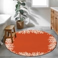 thumbnail image 4 of Sea White Coral Round Area Rugs 3 ft, Marine Orange Background Modern Art Washable Small Area Rug with Non-Slip Sturdy Edge Binding Round Front Door Mat Floor Carpet for Entryway, 4 of 9