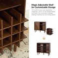thumbnail image 2 of 36" Wood Storage Wine Rack Cabinet Adjustable Wine Glass Holder Bar Buffet Sideboard Sliding 2 Doors Kitchen Walnut, 2 of 8