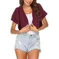 thumbnail image 4 of Delayuji Womens Shrug Chiffon Cardigans Double Layer Open Front Short Sleeve Cardigan for Evening Dressy Shawl Chiffon Short Cardigan, 4 of 4